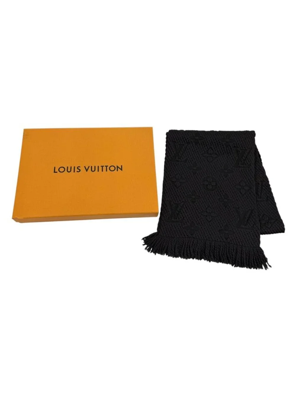 Louis Vuitton Echarpe Logo Mania Silk Blend Anthracite Monogram Scarf Black